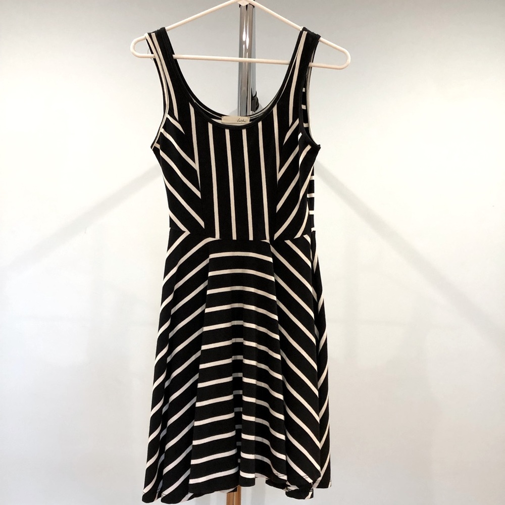 Lush Black and White Stripe Tank Dress, Size Small